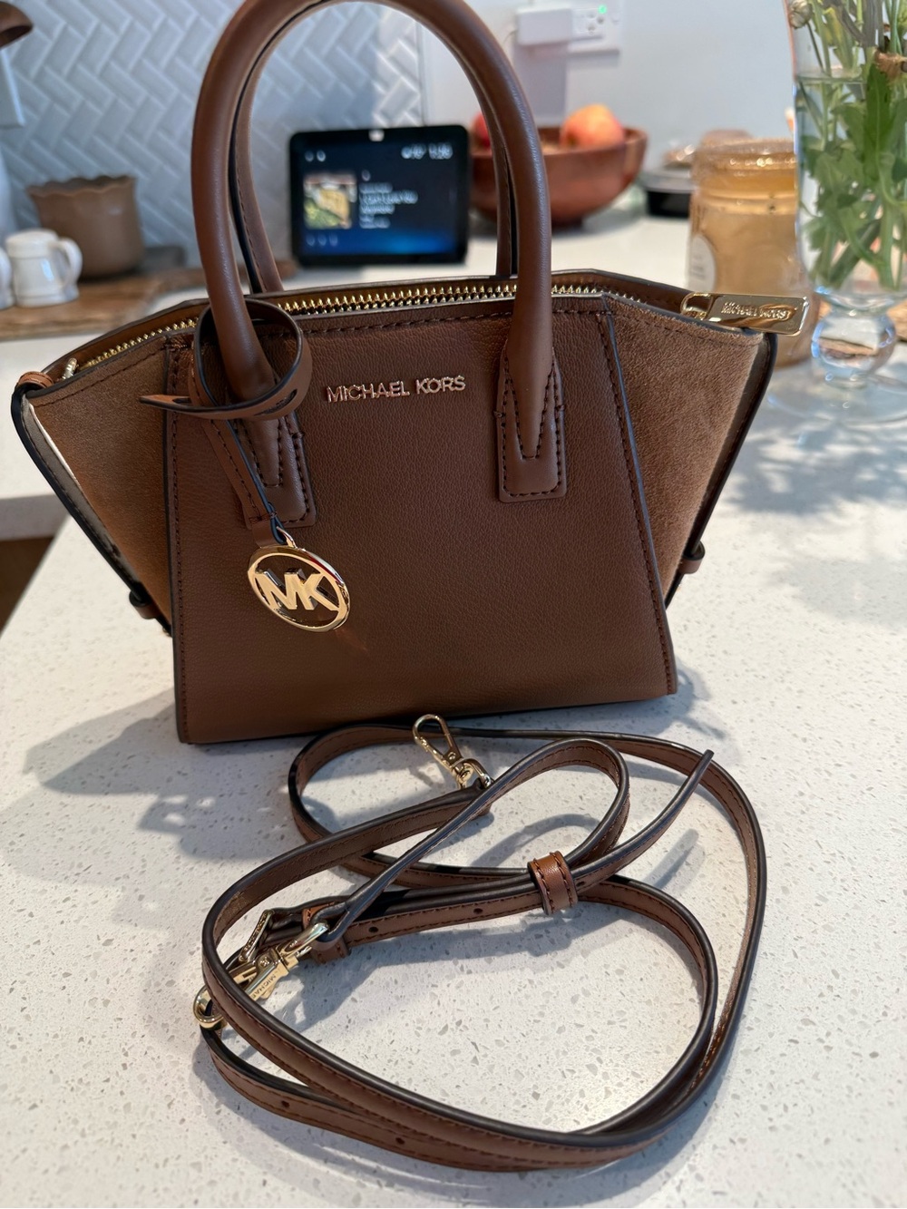 MICHAEL KORS Chestnut Brown Leather Top-Handle Satchel - Picture 5 of 9
